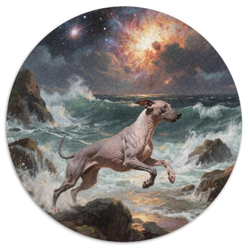 Xoloitzcuintli 1000 Stück Jigsaw Puzzles Bildungsspiele Stressmittel Haustierhund Rundes Jigsaw Farbe Herausforderung Für Erwachsene Und Kinder 1000pcs (67.5x67.5cm) von NOASDGYEI