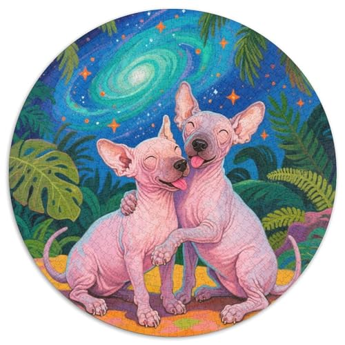 Xoloitzcuintli 1000 Stück Jigsaw Puzzles Bildungsspiele Stressmittel Haustierhund Rundes Puzzle Farbe Herausforderung Für Reisegeschenke, Geschenk 1000pcs (67.5x67.5cm) von NOASDGYEI
