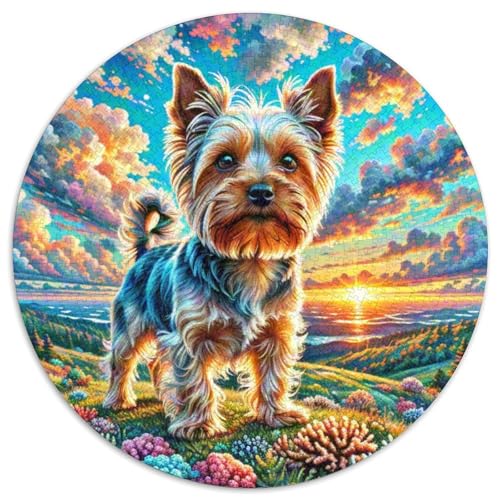 Yorkshire Terrier 1000 Stück Jigsaw Puzzles Bildungsspiele Kreativ Haustierhund Runde Puzzles Einzigartige Herausforderung Spiel Für Erwachsene Und Kinder 1000pcs (67.5x67.5cm) von NOASDGYEI