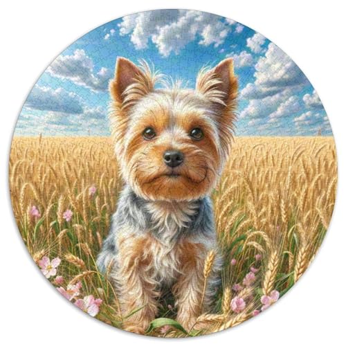 Yorkshire Terrier 1000 Stück Jigsaw Puzzles Bildungsspiele Stressmittel Haustierhund Runde Puzzles Einzigartige Herausforderung Spiel Für Reisegeschenke, Geschenk 1000pcs (67.5x67.5cm) von NOASDGYEI