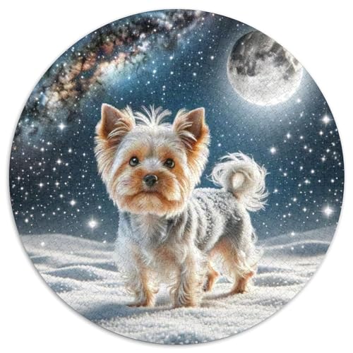 Yorkshire Terrier 1000 Stück Jigsaw Puzzles Bildungsspiele Stressmittel Haustierhund Rundes Puzzle Einzigartige Herausforderung Spiel Für Reisegeschenke, Geschenk 1000pcs (67.5x67.5cm) von NOASDGYEI