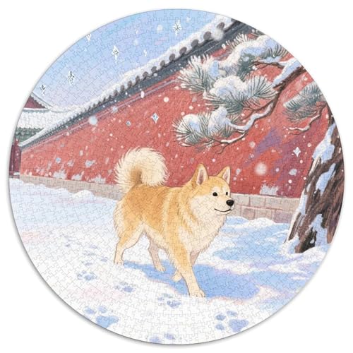 koreanischen Jindos 1000 Stück Jigsaw Puzzles Bildungsspiele Kreativ Haustierhund Rundes Puzzle Farbe Herausforderung Für Reisegeschenke, Geschenk 1000pcs (67.5x67.5cm) von NOASDGYEI