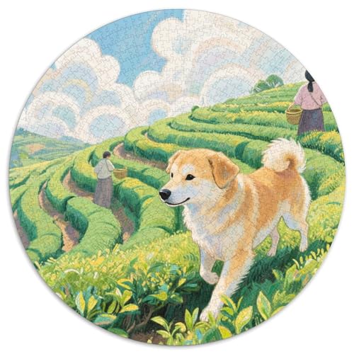 koreanischen Jindos 1000 Stück Jigsaw Puzzles Bildungsspiele Stressmittel Haustierhund Rundes Jigsaw Einzigartige Herausforderung Spiel Für Reisegeschenke, Geschenk 1000pcs (67.5x67.5cm) von NOASDGYEI