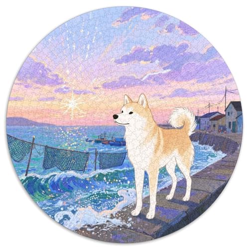 koreanischen Jindos 1000 Stück Jigsaw Puzzles Bildungsspiele Stressmittel Haustierhund Rundes Puzzle Schöne Dekoration Puzzle Für Reisegeschenke, Geschenk 1000pcs (67.5x67.5cm) von NOASDGYEI