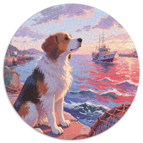 von Kishu Ken 1000 Stück Jigsaw Puzzles Bildungsspiele Klassisch Haustierhund Runde Puzzles Schöne Dekoration Puzzle Für Erwachsene Und Kinder 1000pcs (67.5x67.5cm) von NOASDGYEI