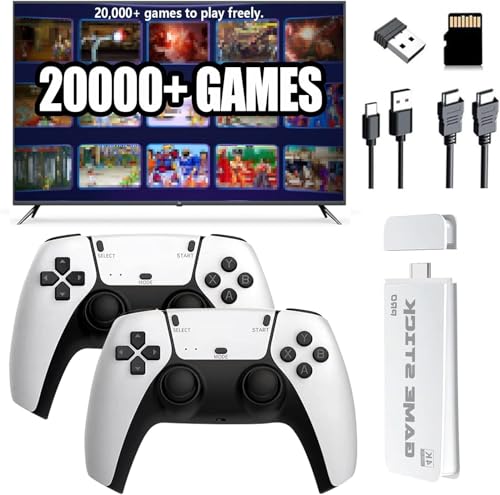 2025 Upgrade Retro Konsole Spielkonsole, Retrolink Game Stick 20,000+ Spiele mit 2 Controllern, HDMI Plug & Play Retro Konsole für TV, Geschenk für Familien und Erwachsene (Ultral Auflage) von NOBES