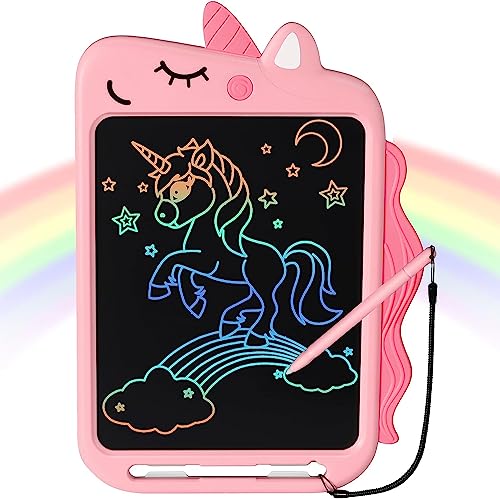 NOBES Zaubertafel Spielzeug ab 2 3 4 5 6 Jahre Einhorn ,10-Zoll LCD Schreibtafel Magnettafel Maltafel , Geschenke für Kinder Mädchen (Rosa) von NOBES