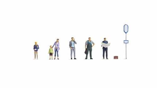 NOCH® An der Bushaltestelle, Figuren-Set aus Kunststoff, handkoloriert für Spur N ideal für Modelllebensszenen von NOCH