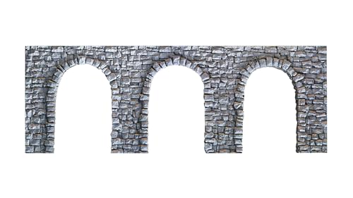 NOCH® Arkadenmauer, offene Bruchsteinmauer, 27 x 10 cm für die Spurweite H0, ideal für Stadtszenen und Bahnhöfe von NOCH
