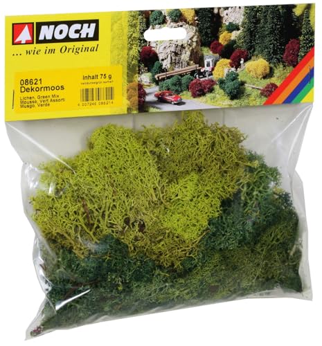 NOCH® Dekormoos, 100% echtes Islandmoos, 75 g Beutel für detailvolle Landschaftsgestaltung in Modellbau und Dioramen von NOCH