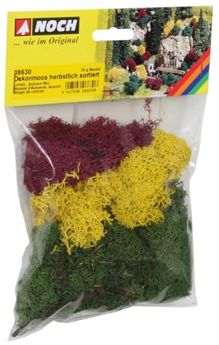 NOCH® Dekormoos, herbstlich Gras-Dekoration in bunten Farben, 35 g Beutel ideal für Modellbau und Miniaturen von NOCH