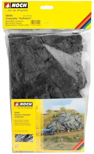 NOCH® Felsplatte „Kalkstein“, aus Struktur-Hartschaum, 32 x 18 cm ideal für Modelleisenbahn und Dioramen von NOCH