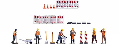 NOCH® Figuren-Themenwelt „Straßenarbeiten“, 6X Bauarbeiter, 1:87 (H0) für Modellbau, Dioramen und Modellbahn von NOCH