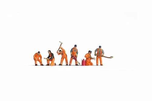 NOCH® Gleisbautrupp, handbemalte Modellfiguren, 1:87 für Spur H0 in oranger Sicherheitskleidung - perfekt für den Modellbau, Dioramen und DIY-Projekte von NOCH