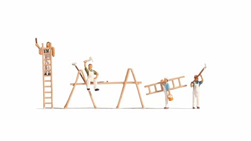 NOCH® Maler-Set 4 Figuren Zubehör für den Modellbau und die Modelleisenbahn, handbemalt, Spur H0, DIY und zur Dekoration von NOCH