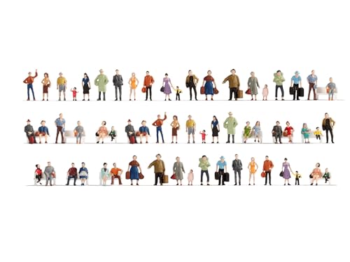 NOCH® Mega-Spar-Set Figuren, 60 handbemalte Modellbau-Figuren, H0 Maßstab 1:87 für Dioramen und Modellbahnen von NOCH