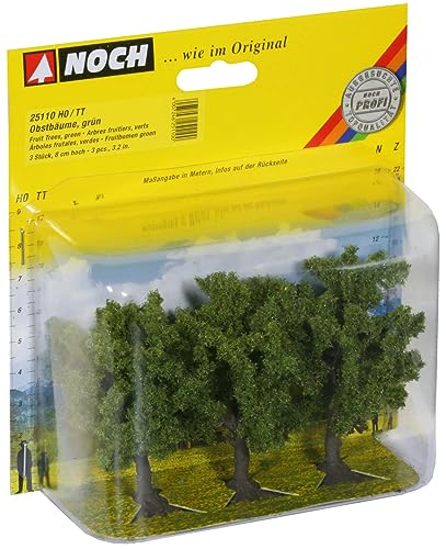 NOCH® Obstbäume, grün, 3 Stück, 8 cm hoch für Modellbau in den Spurweiten H0, TT von NOCH