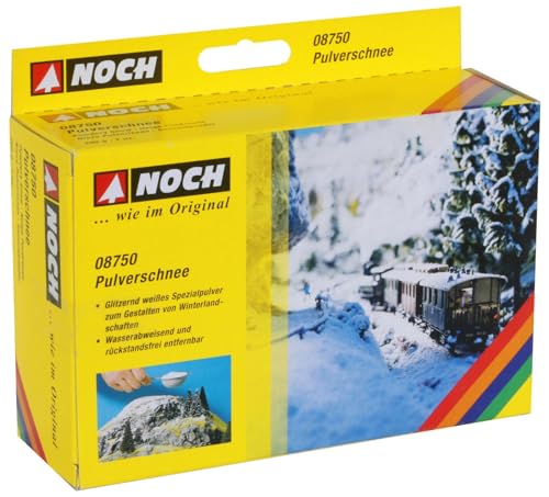 NOCH® Pulverschnee, glitzernd weißes Spezialpulver, 200 g Packung zum Aufstreuen für Winterlandschaften in Modellbau und Dioramen von NOCH