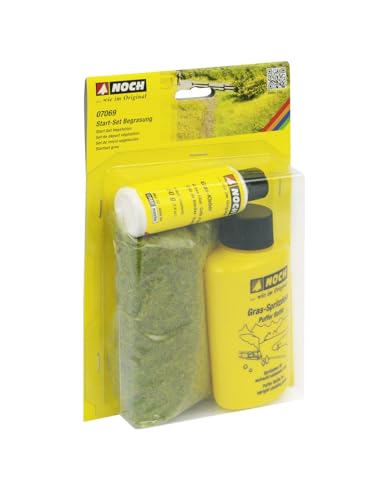 NOCH® Start-Set Begrasung, mit statischem Gras, 40 g Sommerwiese Grasfaser und 50 g Gras-Kleber für die Spurweiten H0, TT, N, Z, perfekt für Modellbau und DIY von NOCH
