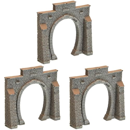 NOCH® Tunnel-Portal, 1-gleisig, 7,9 x 7,6 cm, realistische Steinmauer für Spurweite N (Packung mit 3) von NOCH