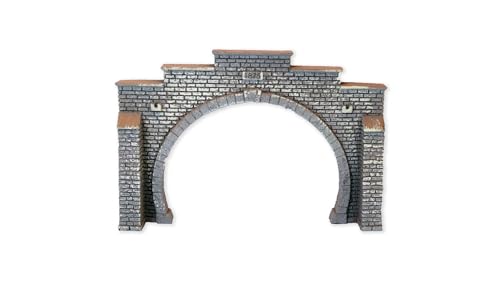 NOCH® Tunnel-Portal, 2-gleisig Steinmauer, 12,3 x 8,5 cm ideal für Spur N Modelleisenbahn von NOCH