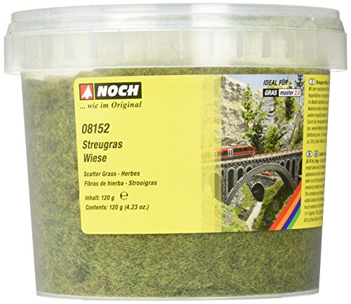 NOCH® Streugras „Wiese“, statisches Gras in Grüntönen, 2,5 mm, 120 g Dose für realistische Landschaftsgestaltung von NOCH
