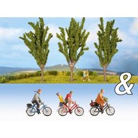 NOCH 94005 H0 Ausschmückungs-Set "Fahrradfahrer & Pappeln" von NOCH