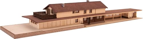 NOCH Bahnhof „Bergün“, Modellbau-Set, 33,7 x 7 cm mit Laser-Cut-Technik für Spur N, idealer Modellbahnbau von NOCH