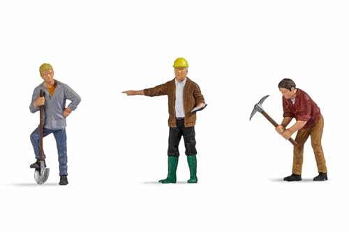 NOCH Bauarbeiter, Handkolorierte Miniaturfiguren, ideal für Spurweite 0 und Modelllandschaft, 1:43 von NOCH