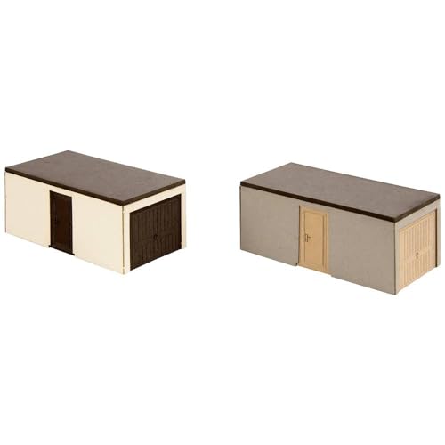 NOCH Fertig-Garagen, Modellbau Laser-Cut Set, 2 Stück mit 3,8 x 2 cm für die Spurweite N, ideal für Dioramen und Miniaturen von NOCH