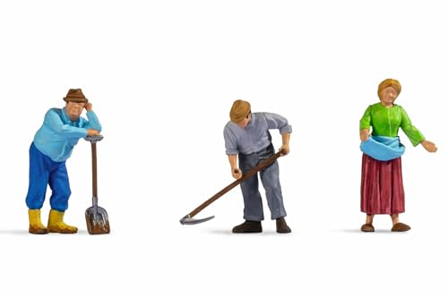 NOCH Figuren „Landwirte“, detailverliebte Modellbau-Figuren für die Spur 0, handkoloriert für Szenen auf Modellbauernhöfen von NOCH