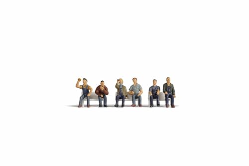 NOCH Figuren-Set „Arbeiter sitzend“, 6 H0 Figuren, handbemalt für Modellbau und Dioramen von NOCH