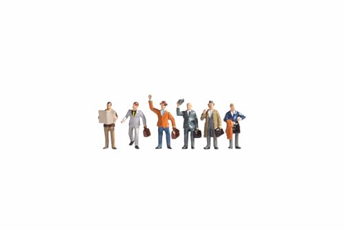 NOCH Figuren-Set „Geschäftsreisende“, handbemalt, 6er Set für Spur H0, ideal für Bahnhofs- und Bahnsteigszenen von NOCH