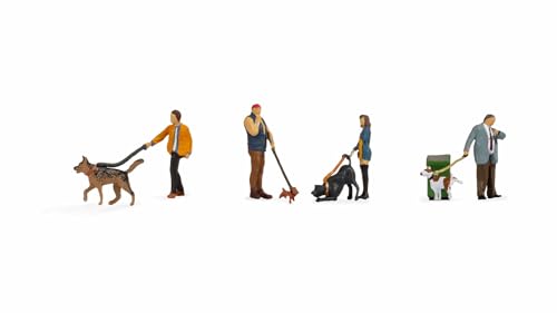 NOCH Figuren-Set „Menschen mit Hunden“, bewegliche Miniaturfiguren und Tiere für Ihre Modellbahnanlage im Maßstab 1:87 von NOCH