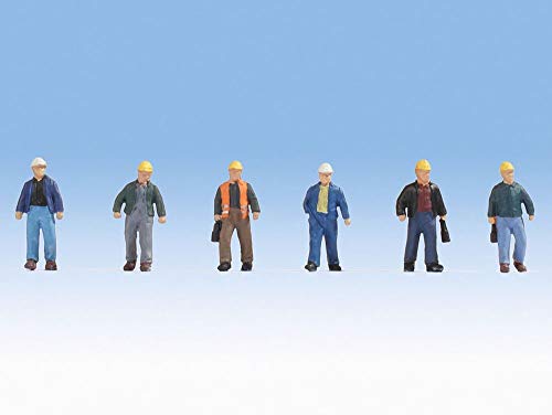 NOCH H0 Figuren Bauarbeiter, Modellfiguren Set 6-teilig, für die Spurweite H0, ideal für Modellbau und Dioramen von NOCH