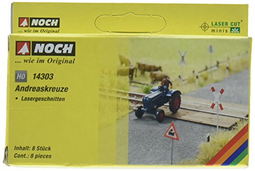 NOCH Laser-Cut Minis „Andreaskreuze“, Bahnübergang Zubehör für die Spurweite H0, Set mit 8 Stück von NOCH