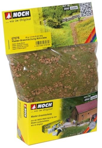 NOCH Master-Grasmischung „Almwiese“, für realistische Modellbauwiesen, statisches Gras mit Streu, geeignet für H0, TT, 0 und G von NOCH