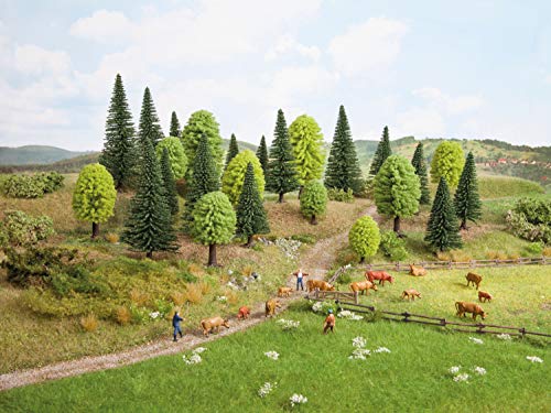 NOCH Mischwald, realistische Modellbäume, 10 Stück, 3,5-9 cm für die Spurweiten N, Z ideal für Modellbau & Krippengestaltung von NOCH