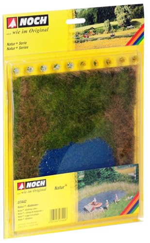 NOCH Natur+ „Badesee“, realistische Wiesenmatte, 22 x 20 cm mit Grasbüschel, für Modelleisenbahn H0, TT, N, Z, DIY Bastelprojekte von NOCH