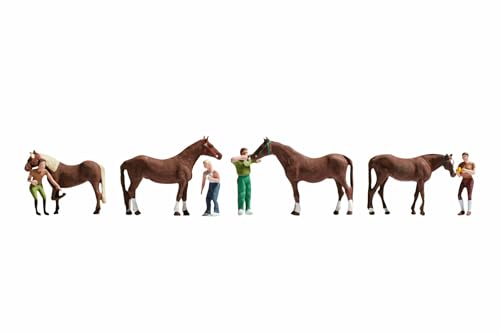 NOCH Pferdepflege Figuren-Set, detailreiche H0 Modelle, ideal für ländliche Szenen in Spur H0 von NOCH