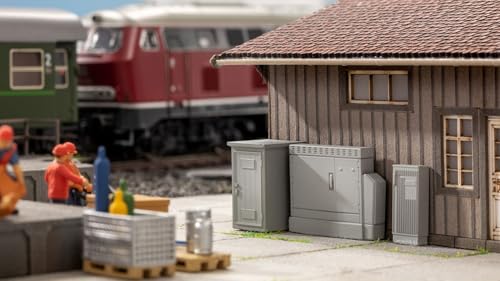 NOCH Strom- & Verteilerkästen, Laser-Cut Mini Bausätze für H0 Modelleisenbahn, geeignet für detaillierte Stadtszenen von NOCH