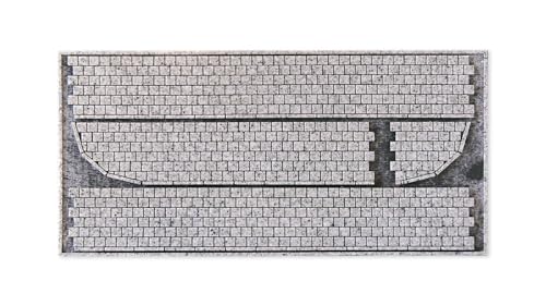 NOCH Struktur-Bürgersteig „Kopfsteinpflaster“, hochwertiges Diorama Material, 2 Stück, 2,4 cm breit, Gesamtlänge 83 cm für Spur H0 von NOCH