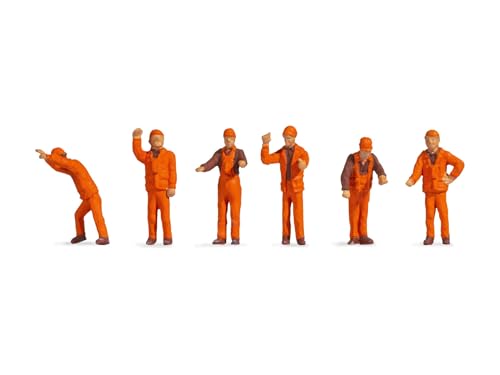 NOCH Rangierpersonal, Hobby-Figuren, 6 Figuren, für Spurweite TT, ideal für Modelleisenbahn von NOCH