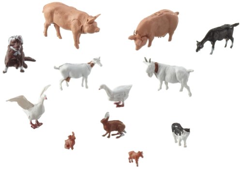 NOCH Tiere auf dem Bauernhof, handkolorierte H0 Figuren, 12-teiliges Set für ländliche Szenen im Modellbau von NOCH