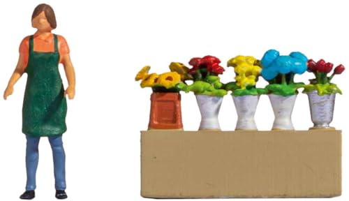 NOCH Tiny-Scenes „Blumenstand“, realistischer Wochenmarkt für Modellbahn, im Maßstab 1:87 für Spur H0 von NOCH