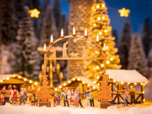 NOCH Weihnachtsmarkt-Eingangsbogen, mit Laser-Cut Technik, 7,6 x 1 cm und 7,9 cm hoch für die Spurweiten H0 ideal für Weihnachtsmärkte von NOCH