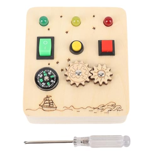 Hölzerne Sensory Board Switch Toy Red Green Light Switch Brettspiel Aktivitätsbrettlehrspielzeug Reisespielzeug LED Light Switch Brettspiel für von NOENNULL