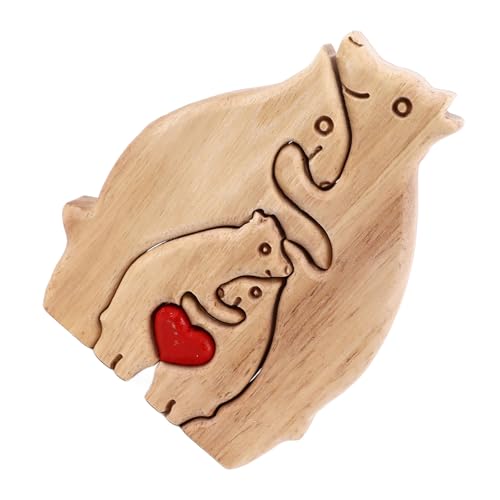 Holzbären-Familien-Puzzle mit 4 niedlichen Bären, exquisites personalisiertes Holzkunst-Puzzle für Familie, Mutter, Kinder, Weihnachten von NOENNULL