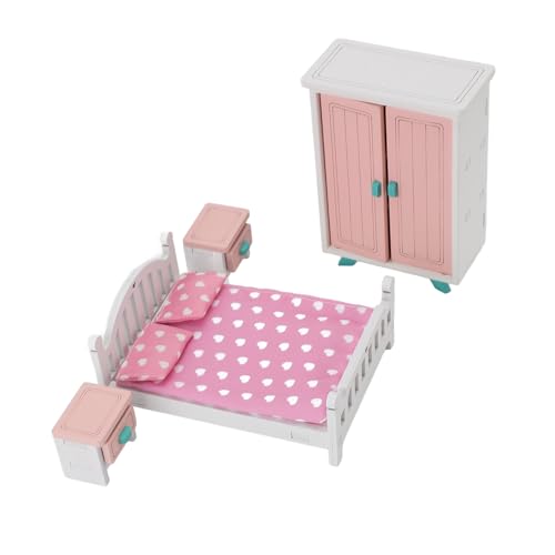 NOENNULL Miniaturpuppenhausmöbel Set, Simulation Miniaturpuppenhaus Schlafzimmer Szene Kleine Möbel Haus Rollenspiele Pädagogische Spielzeug Miniaturmöbel Schlafzimmer Set für von NOENNULL