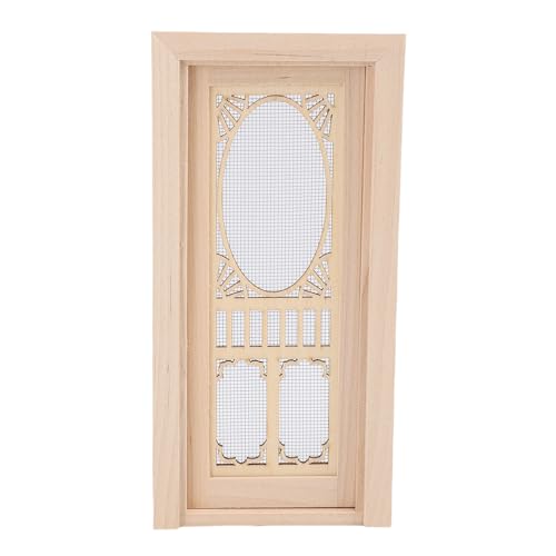 NOENNULL 1:12 Mini-Spielzeughaustür, Holztür, Miniatur-Möbeltür mit Hohlmustern, Realistische Details, Dekorative Miniatur-Spielzeughausmöbel, Holztür für Heimwerker und Heimdekoration, von NOENNULL